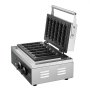 VEVOR 6 PCS Máquina para Hacer Gofres Comerciales, 1500 W, Acero Inoxidable Antiadherente, para Gofres de Maíz, Salchichas, Control de Temperatura y Tiempo, Asa, para Restaurantes, Panaderías, Bares