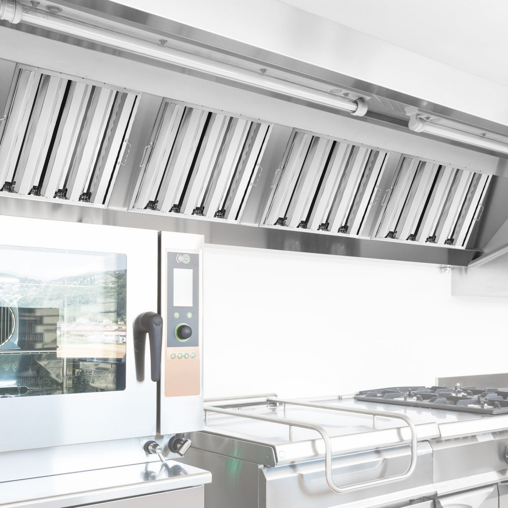 VEVOR filters for commercial extractor hoods, stainless steel extractor hood filters 493 x 493 x 45 mm for restaurants, for grease-resistant extractor hoods for commercial kitchens, 4 grooves, 2 pieces.