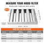 VEVOR Filtro de Campana Extractora Comercial Acero Inoxidable 493 x 493 x 45 mm