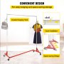VEVOR Perchero Burro para Ropa en Z 60 x 159 x 160 cm Perchero Resistente con 4 Ruedas, Acero Inoxidable, Capacidad de 80 kg, Perchero Comercial con Base en Forma de Z con 2 Ganchos, Color Rojo 8,5 kg
