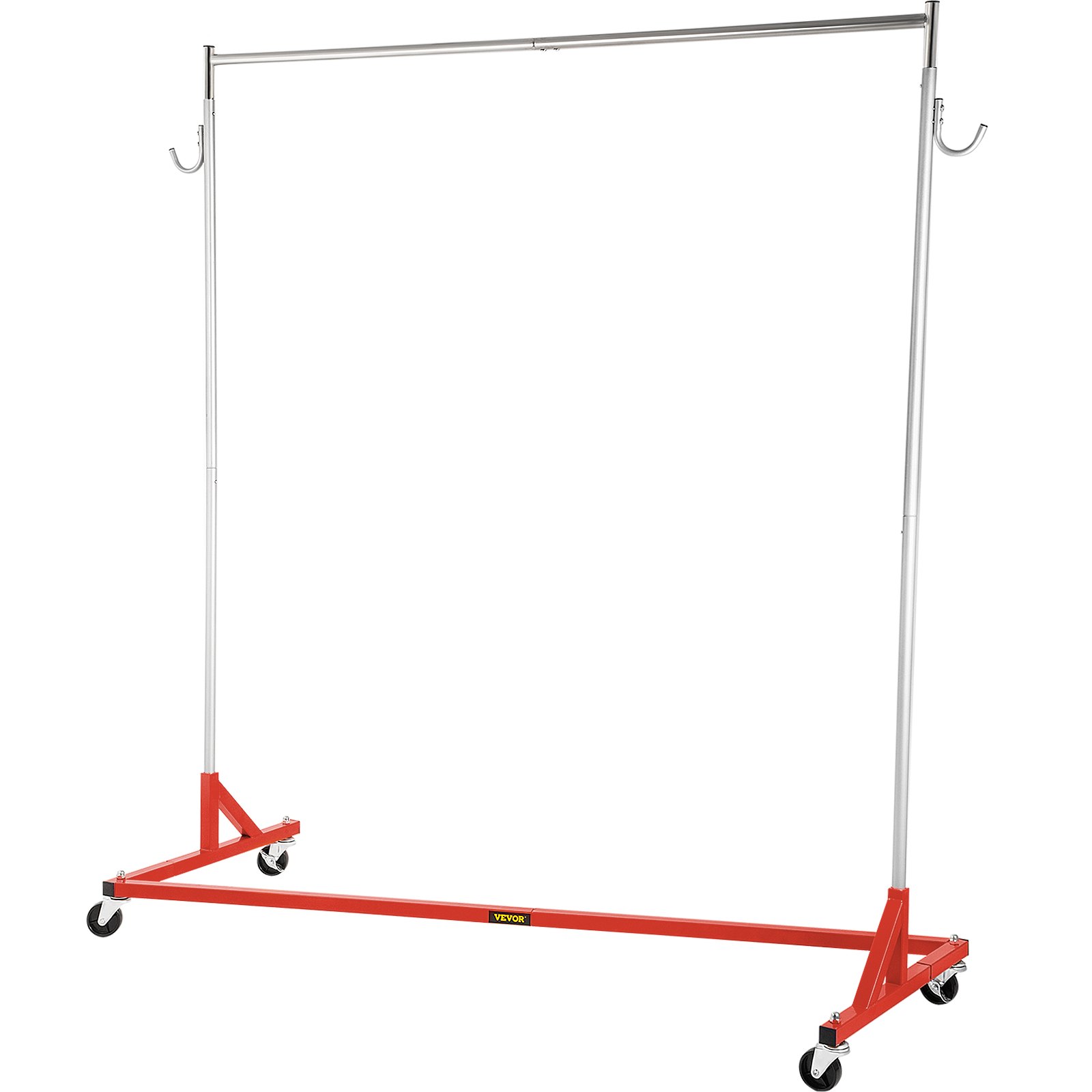 VEVOR Perchero Burro para Ropa en Z 60 x 159 x 160 cm Perchero Resistente con 4 Ruedas, Acero Inoxidable, Capacidad de 80 kg, Perchero Comercial con Base en Forma de Z con 2 Ganchos, Color Rojo 8,5 kg