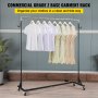 VEVOR Burro Perchero para Ropa en Z 60 x 159 x 160cm Perchero Resistente con 4 Ruedas de Acero Inoxidable Capacidad de 80kg Perchero Comercial con
