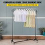 VEVOR Burro Perchero para Ropa en Z 60 x 165 x 180 cm Perchero Resistente con 4 Ruedas de Acero Inoxidable Capacidad de 80 kg Perchero Comercial con