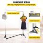 VEVOR Burro Perchero para Ropa en Z 60 x 165 x 180 cm Perchero Resistente con 4 Ruedas de Acero Inoxidable Capacidad de 80 kg Perchero Comercial con