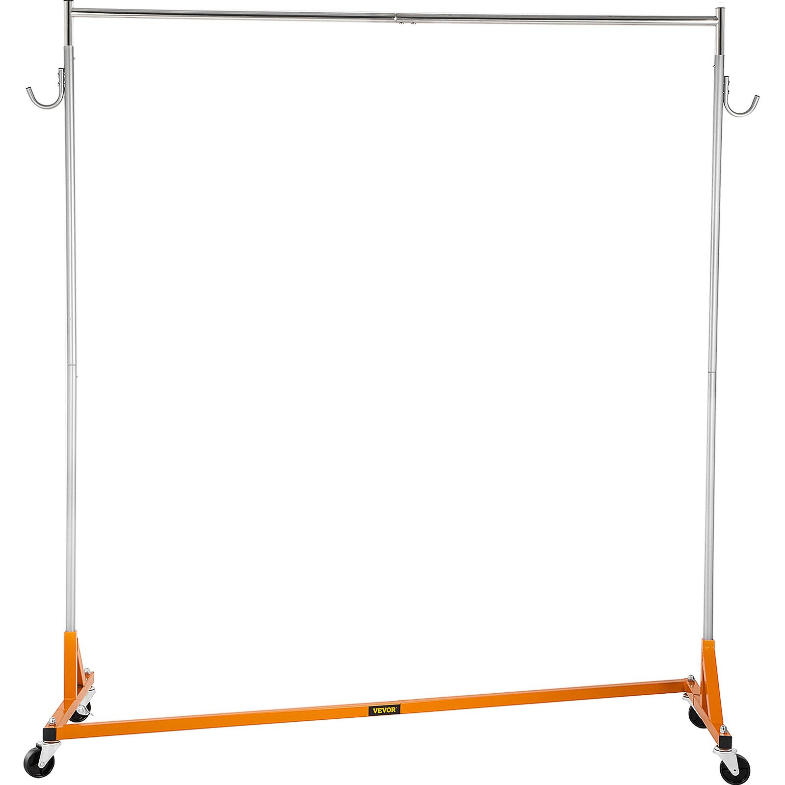 VEVOR Perchero Burro para Ropa en Z 60 x 159 x 180 cm Perchero Resistente con 4 Ruedas, Acero Inoxidable, Capacidad de 80 kg, Perchero Comercial con Base en Forma de Z con 2 Ganchos, Color Naranja