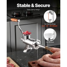 VEVOR Picadora de Carne Manual 8x19x28,5 cm Máquina para Moler Carne Acero Inoxidable Máquina de Picar Carne Doméstico con Tubo de Relleno de Salchicha Abrazadera de Mesa Ajustable para Cerdo Verduras