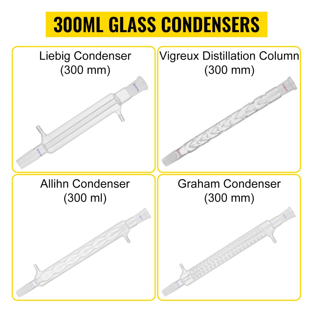 VEVOR VEVOR Kit 32 piezas Laboratorio Cristalería Laboratorio de Química Orgánica Cristalería Kit Lab Cristalería Kit de Vidrio de Laboratorio
