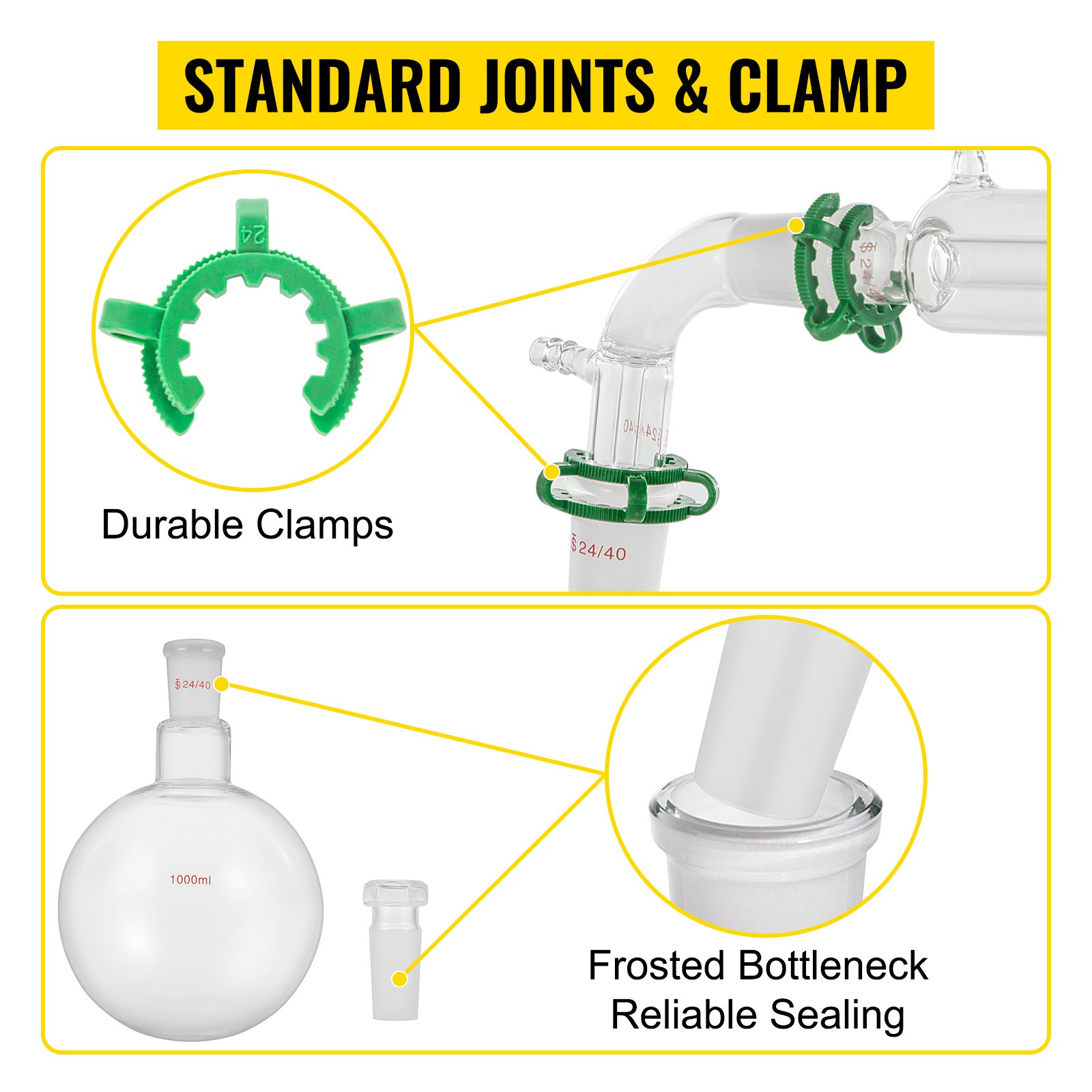 VEVOR VEVOR Kit 32 piezas Laboratorio Cristalería Laboratorio de Química Orgánica Cristalería Kit Lab Cristalería Kit de Vidrio de Laboratorio