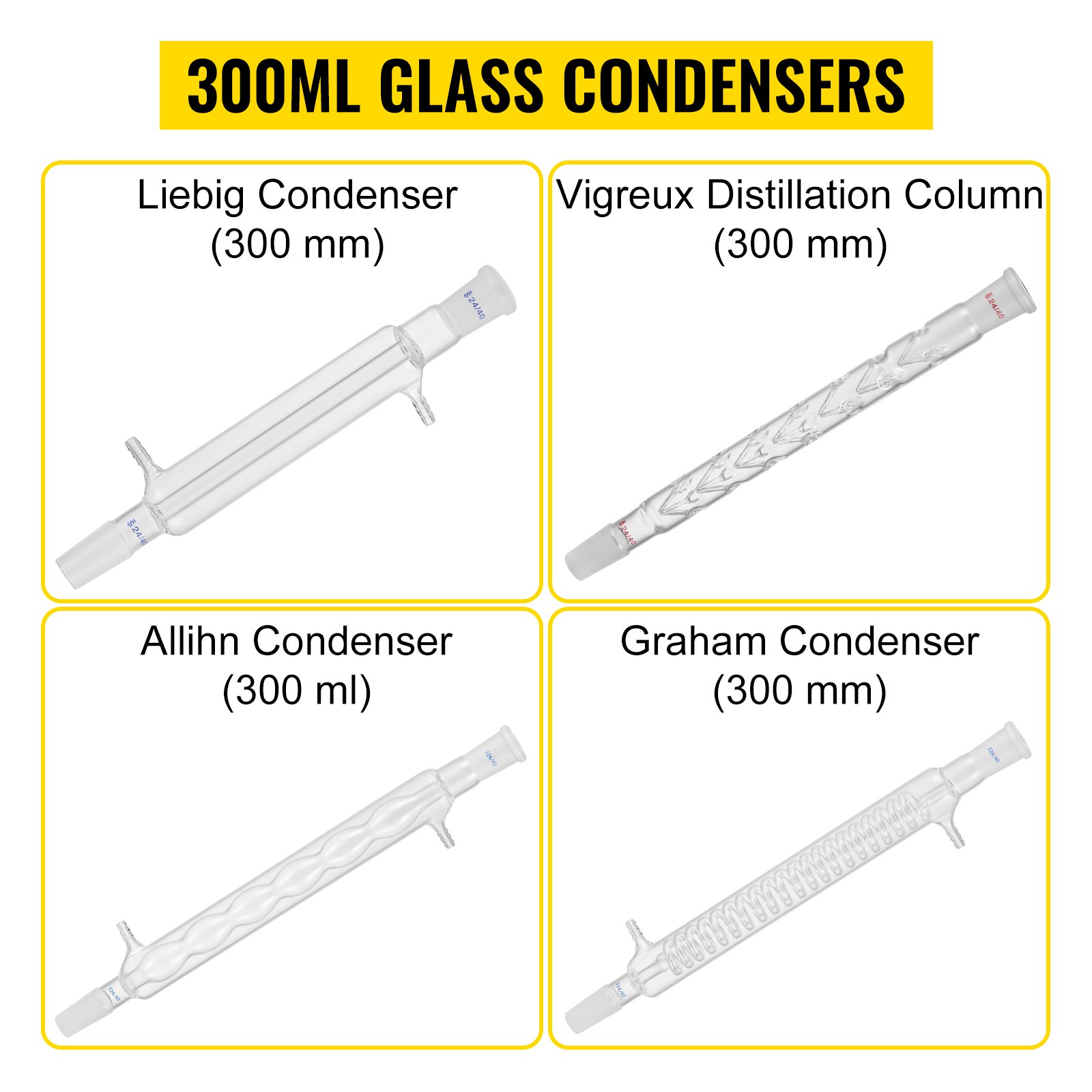 VEVOR VEVOR Kit 32 piezas Laboratorio Cristalería Laboratorio de Química Orgánica Cristalería Kit Lab Cristalería Kit de Vidrio de Laboratorio