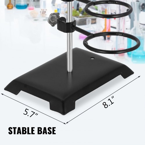 VEVOR Soporte de Laboratorio 206 x 145mm Conjunto de Trípode de 60cm Soporte del Frasco Pinza Condensador Juego para La Investigación de Experimento de