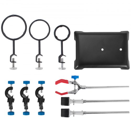 VEVOR Soporte de Laboratorio 206 x 145mm Conjunto de Trípode de 60cm Soporte del Frasco Pinza Condensador Juego para La Investigación de Experimento de