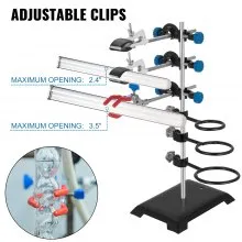 VEVOR Soporte de Laboratorio 206 x 145mm Conjunto de Trípode de 60cm Soporte del Frasco Pinza Condensador Juego para La Investigación de Experimento de