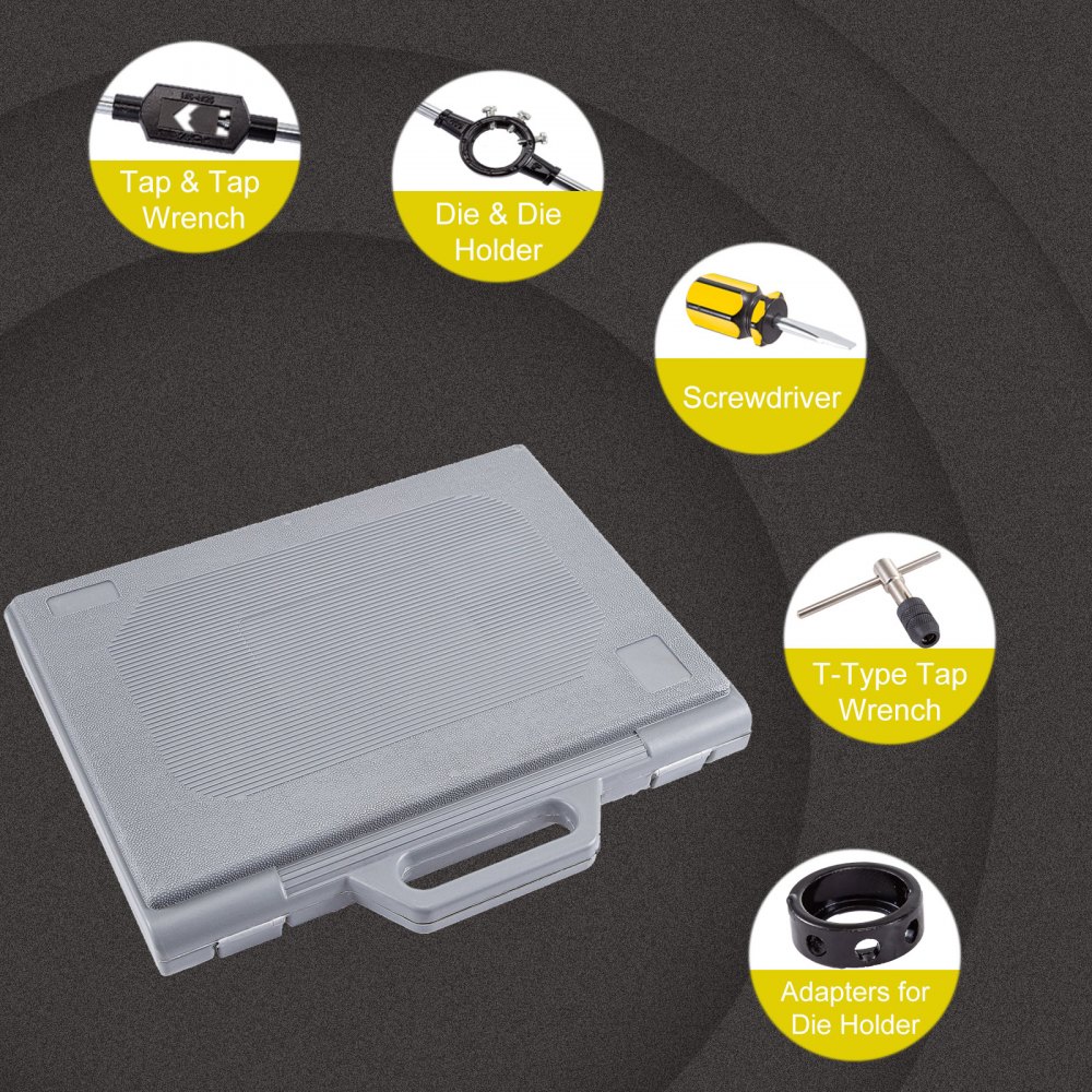 Vevor Juego De Machos Y Terrajas Para Roscar Metal 45 Piezas Tamaños Diversos