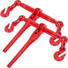 VEVOR Abrazaderas de Trinquete 8-10 mm Carga de Trabajo Segura 3 T Ganchos G70 y Longitud Ajustable para Cadenas Amarre de Carga para Industria, Transporte, Remolque, 2 Piezas, Rojo