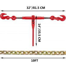 VEVOR Kit cadena y atado carga trinquete 10-13 mm cadenas transporte 3 m