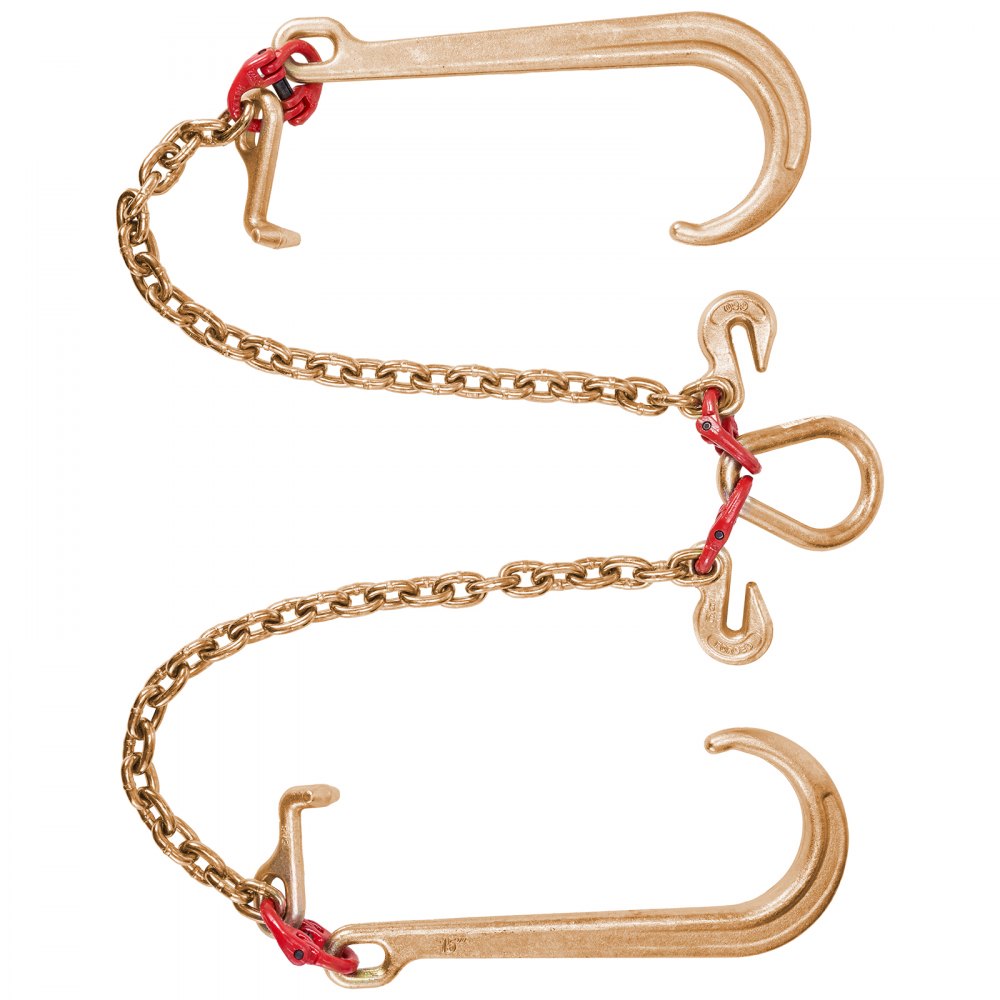 VEVOR Cadena de Brida en V Cadena de Remolque de Brida de Grado de Transporte 80 Resistencia a la Rotura 4,2 T con Ganchos T 10 x 6 cm J 38 x 15 cm Conector de Eslabón de Pera Acortadores de Cadena