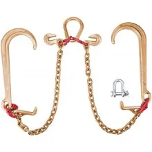 VEVOR Brida de cadena en V G80 de 5/16"×2' con 2 patas y ganchos en forma de J y T grandes de 15