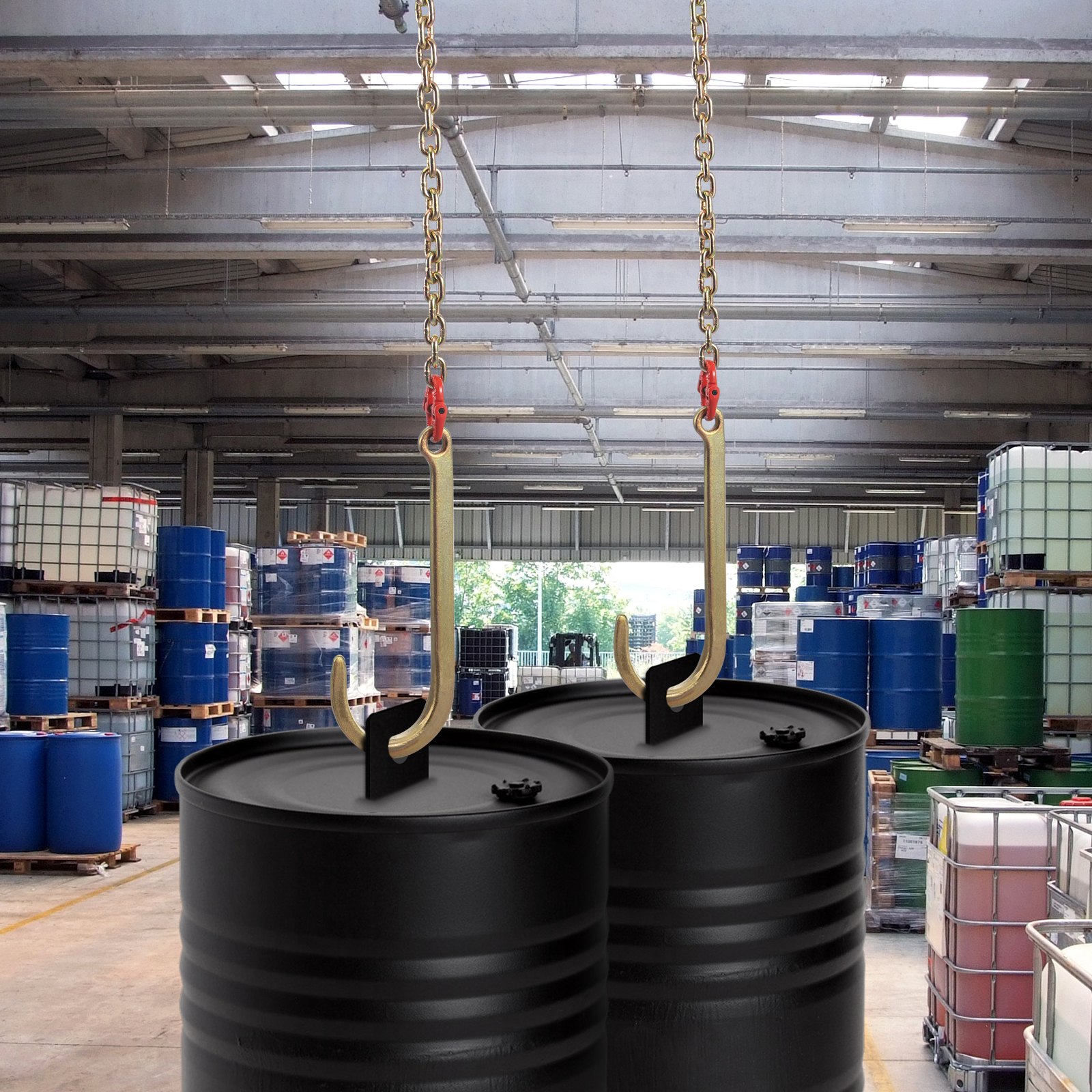 VEVOR Cadena de gancho J 2 piezas cadena de remolque con brida de transporte G80 cadena de acero de aleación correas de remolque carga de 4200 kg resistencia a la rotura 8000 kg para camiones