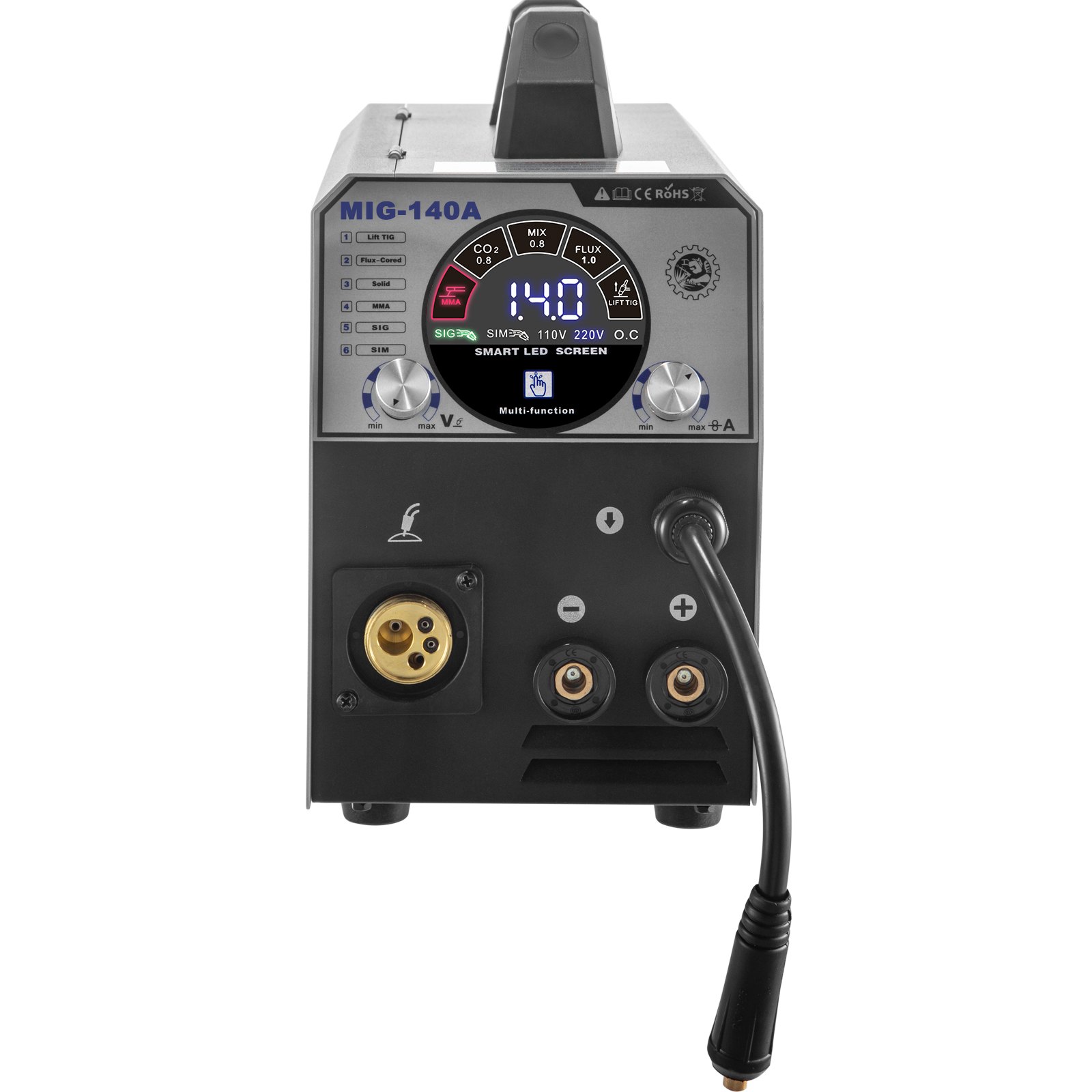Vevor 6 En 1 Soldador Inversor Mig-140 Máquina De Soldadura Igbt Sig/tig/mma