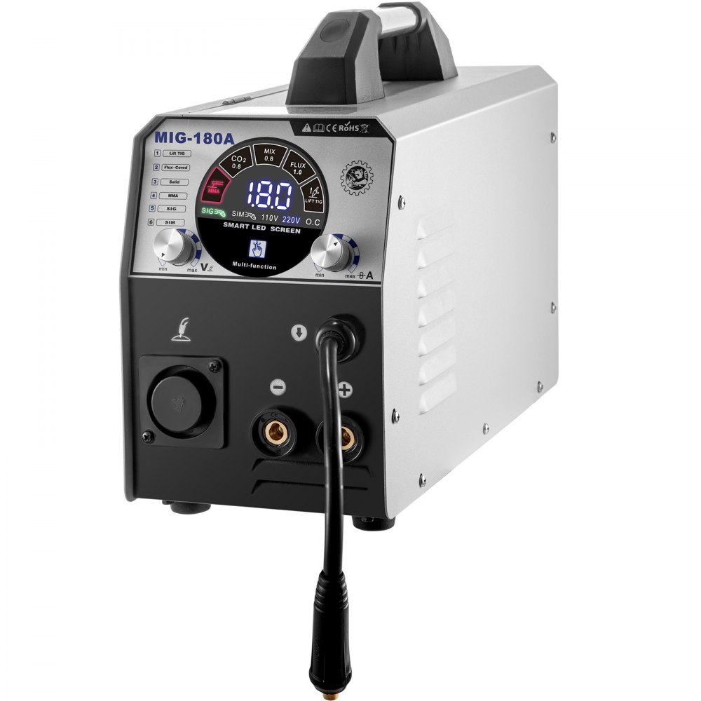 Vevor 6 En 1 Soldador Inversor Mig-180 Máquina De Soldadura Igbt Sig/tig/mma