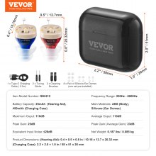 VEVOR Audífonos para Personas Mayores con 8 Cápsulas Auditivas 58 x 51 x 26 mm