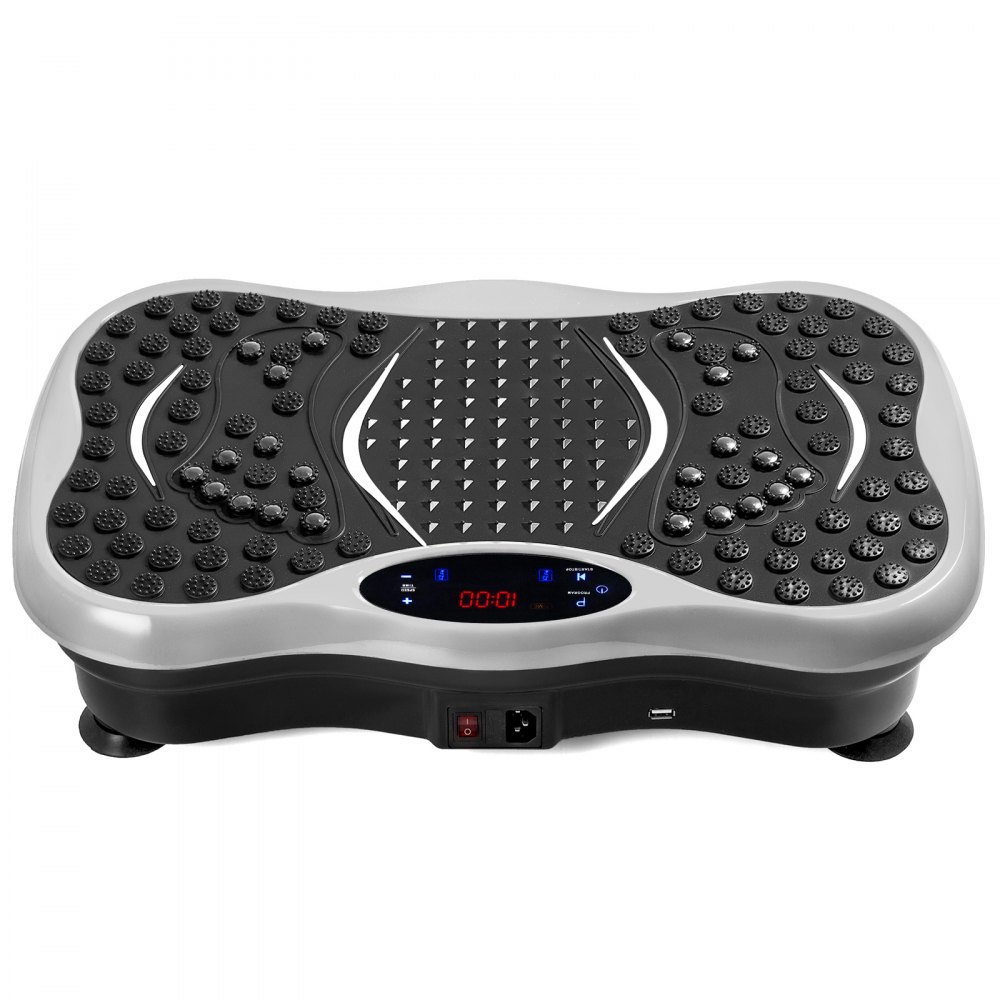 VEVOR 3D Plataforma Vibratoria 180 Nivel Plataforma Vibratoria para Adelgazar 180 Nivel Plataforma Vibratoria Vibro Shaper con Superficie Anti-Deslizante y Altavoz Bluetooth Color Plata