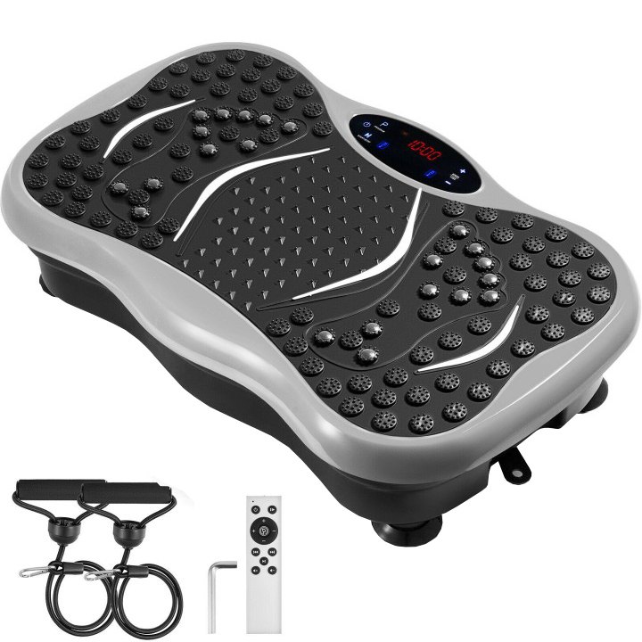 VEVOR 3D Plataforma Vibratoria 180 Nivel Plataforma Vibratoria para Adelgazar 180 Nivel Plataforma Vibratoria Vibro Shaper con Superficie Anti-Deslizante y Altavoz Bluetooth Color Plata
