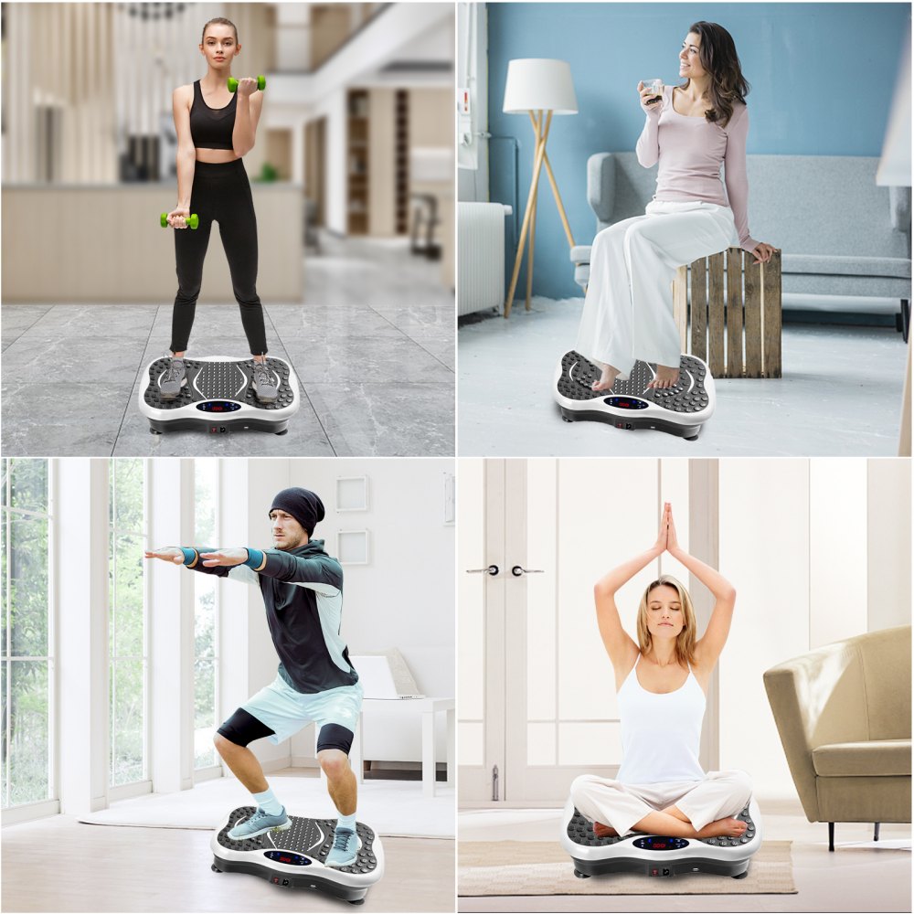 VEVOR 3D Plataforma Vibratoria 180 Nivel Plataforma Vibratoria para Adelgazar 180 Nivel Plataforma Vibratoria Vibro Shaper con Superficie Anti-Deslizante y Altavoz Bluetooth Color Blanco
