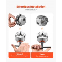 VEVOR Mandril de Torno de 3 Mordazas 80 mm Rango de Sujeción 2-63mm para Torno