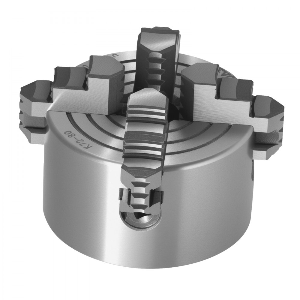 VEVOR 4-jaw lathe chuck, 80 mm, collet chuck, 5-80 mm clamping range with T-key mounting screws, reversible jaws, HT300 material, for wood/metal lathe
