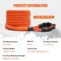 VEVOR Correa de Remolque de Nilón de Recuperación Cinética de 25,4 mm x 9,1 m, carga de 17237 kg, Correa de Arranque Resistente de Energía de Elasticidad Extrema  para Jeep, Camión, SUV, Tractor