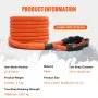 VEVOR Cuerda de Remolque de Nilón de Recuperación Cinética de 22,225 mm x 9,1 m, carga de 13871 kg, Correa de Arranque Resistente de Energía de Elasticidad Extrema  para Jeep, Camión, SUV, Tractor
