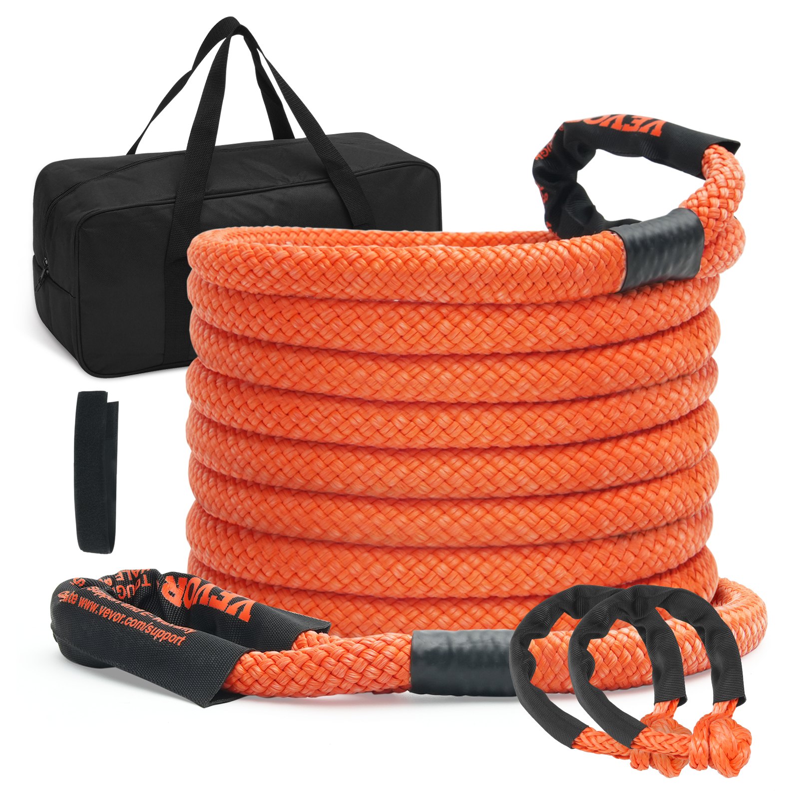 VEVOR Cuerda de Remolque de Nilón de Recuperación Cinética de 22,225 mm x 9,1 m, carga de 13871 kg, Correa de Arranque Resistente de Energía de Elasticidad Extrema  para Jeep, Camión, SUV, Tractor