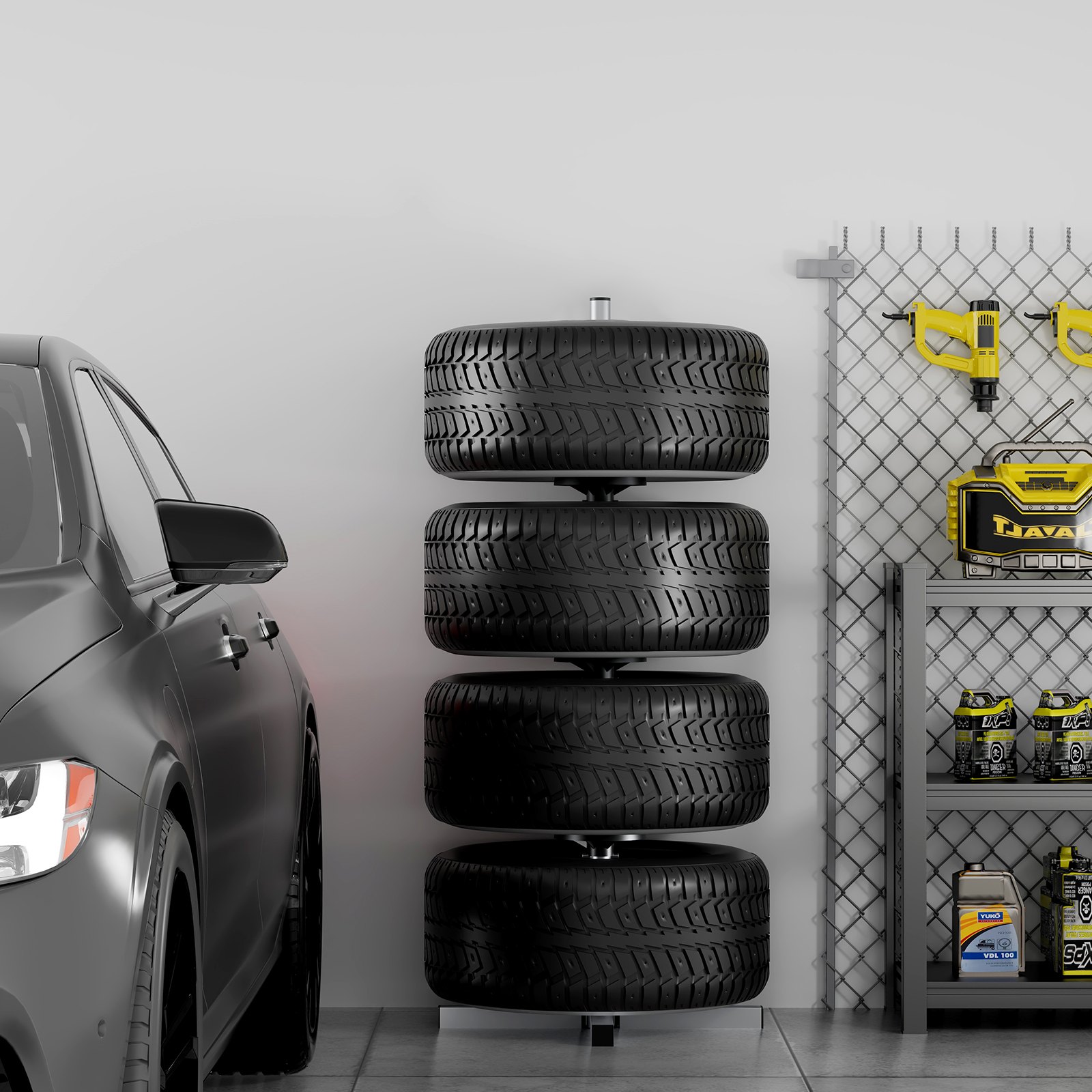 VEVOR Tire Storage Rack, Steel Tire Stand for 4 Tires with Rims, Space-Saving Tire Holder for Tires up to 225 mm Wide, Maximum Load Capacity 100 kg, Ideal for Garages