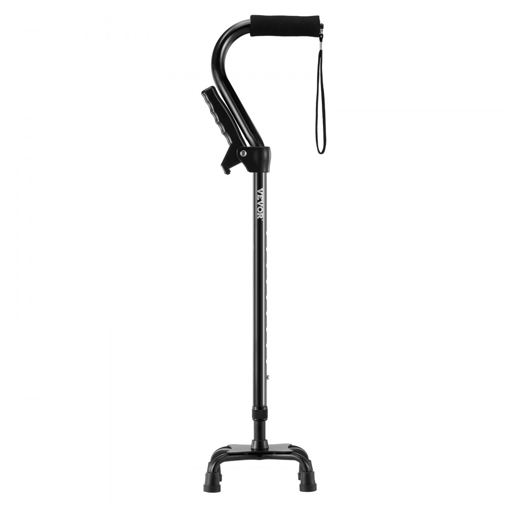 VEVOR Walking Stick, 10-Stage (725-955mm) Height-Adjustable Four-Legged Walking Stick, Lightweight & Portable Aluminum Walking Aid, Hiking Stick for Seniors, Adults, Men & Women, 113 kg Load Capacity