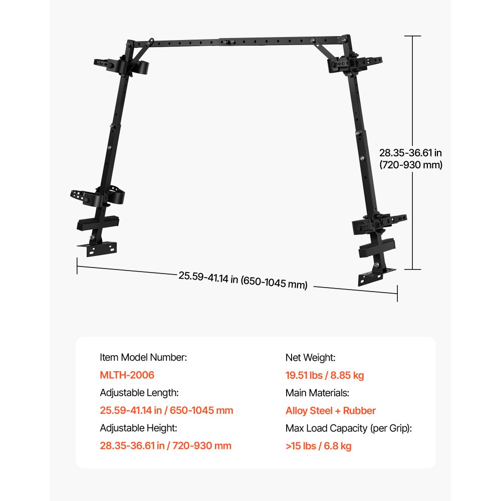 VEVOR Soporte de Herramientas de Caza para Caja de Carga de UTV, de Acero Aleado, Longitud Ajustable 650-1045 mm, Altura 720-930 mm, Compatible con Carrito de Golf Polaris Ranger General Pioneer