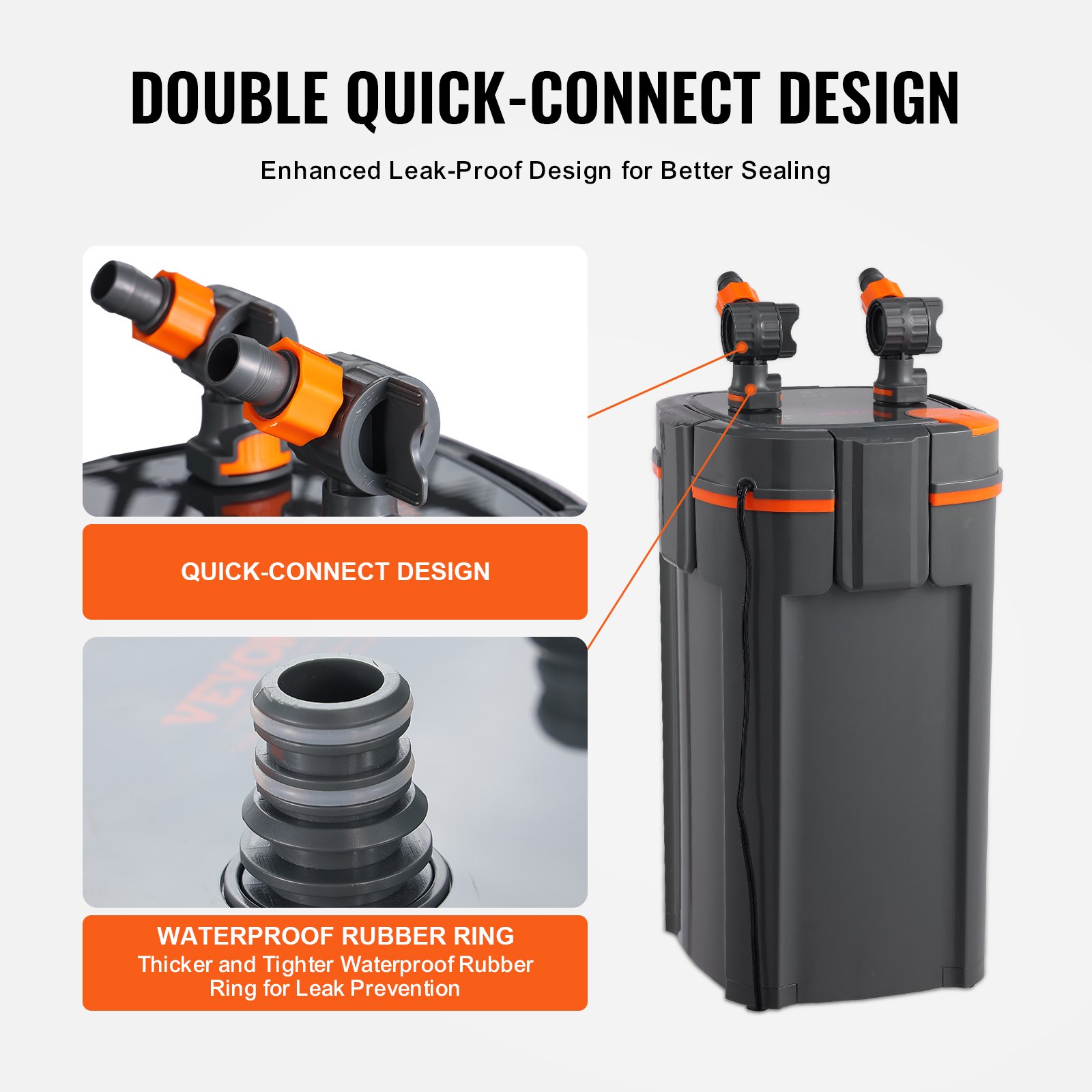 VEVOR Filtro de Acuario 1000L/H, Filtro de 3 Etapas 284L, Filtro Interno Ultra Silencioso con Protección UV, Potente Filtro Sumergible con Múltiples Funciones para Acuarios, 11W