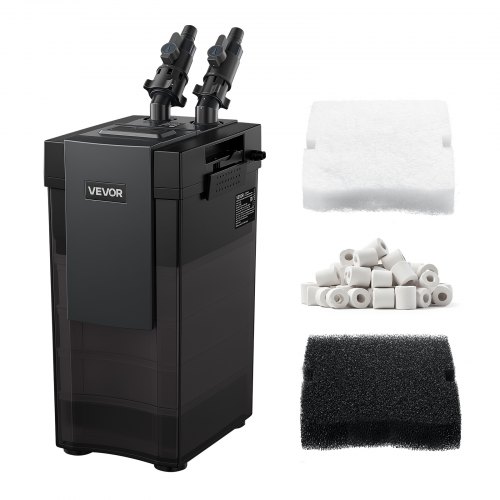 VEVOR Filtro Externo para Acuario 1500 L/h, Filtro Canister de 4 Etapas, Sellado de 5 Capas, Motor de Cobre, Caudal Ajustable y Ruido Inferior a 39 dB para Uso Nocturno para Acuarios de 378,5-473 L