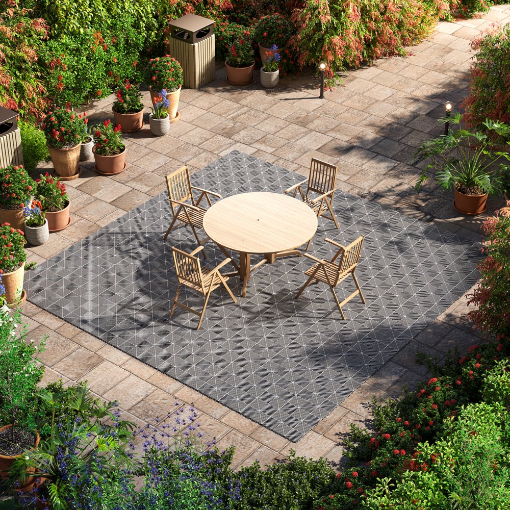 VEVOR Baldosas para Garaje Entrelazadas, 310 x 310 mm, Paquete de 55 Unidades, Azulejos de Drenaje de Polipropileno Autoventilados, Suelo Modular Antideslizante, para Baño Cocina Zonas Húmedas, Gris