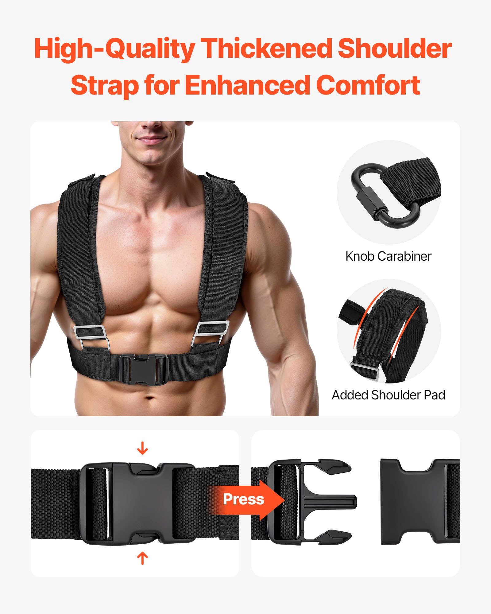 VEVOR Trineo de Entrenamiento Físico para Mejorar la Velocidad en Ejercicios Atléticos, con Mango de Altura Ajustable, Compatible con Discos de Pesas de 25/51 mm, Naranja, 900 x 702 x 820 mm