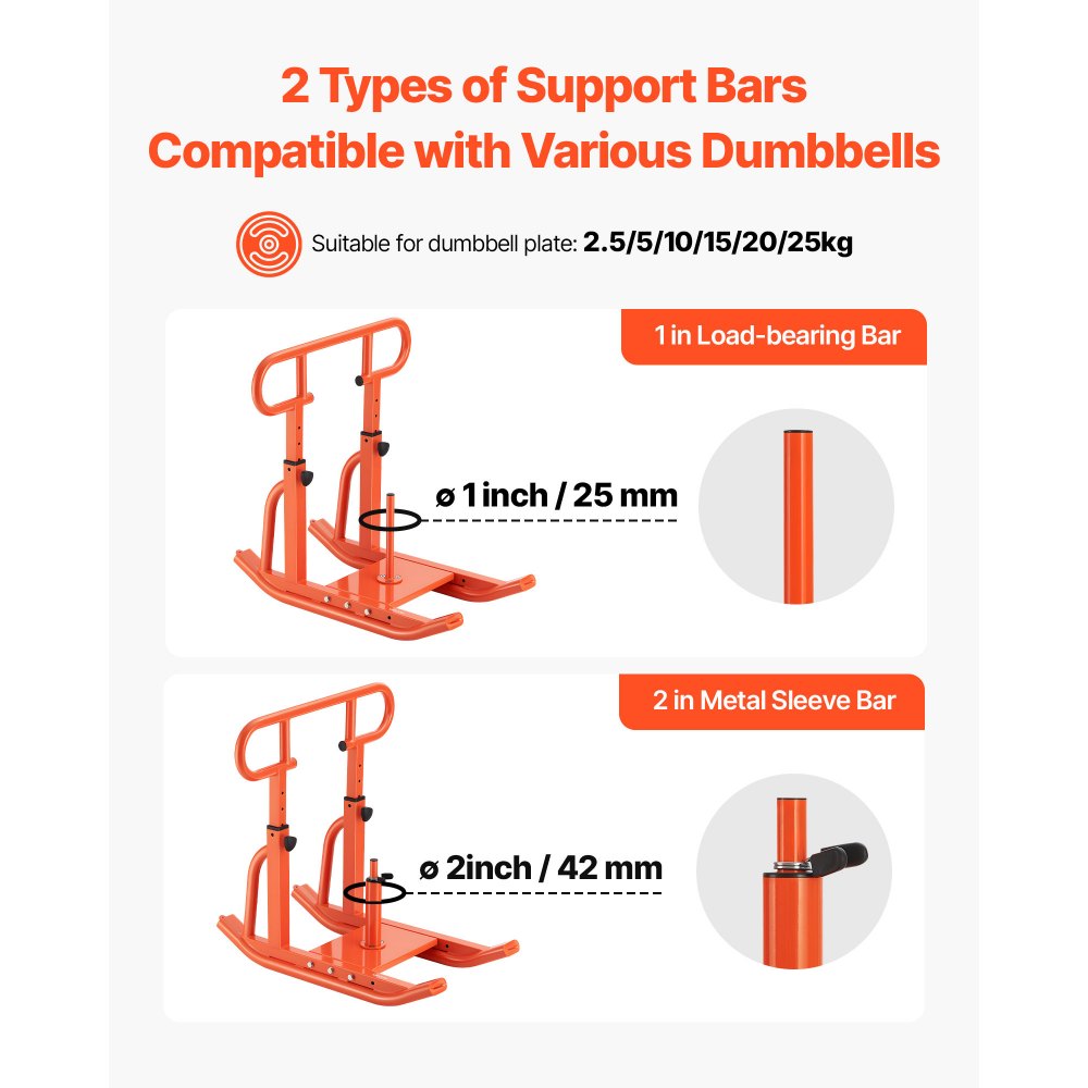 VEVOR Trineo de Entrenamiento Físico para Mejorar la Velocidad en Ejercicios Atléticos, con Mango Envolvente Ajustable de Altura Ajustable, Compatible con Discos de Pesas de 25/51 mm, Naranja