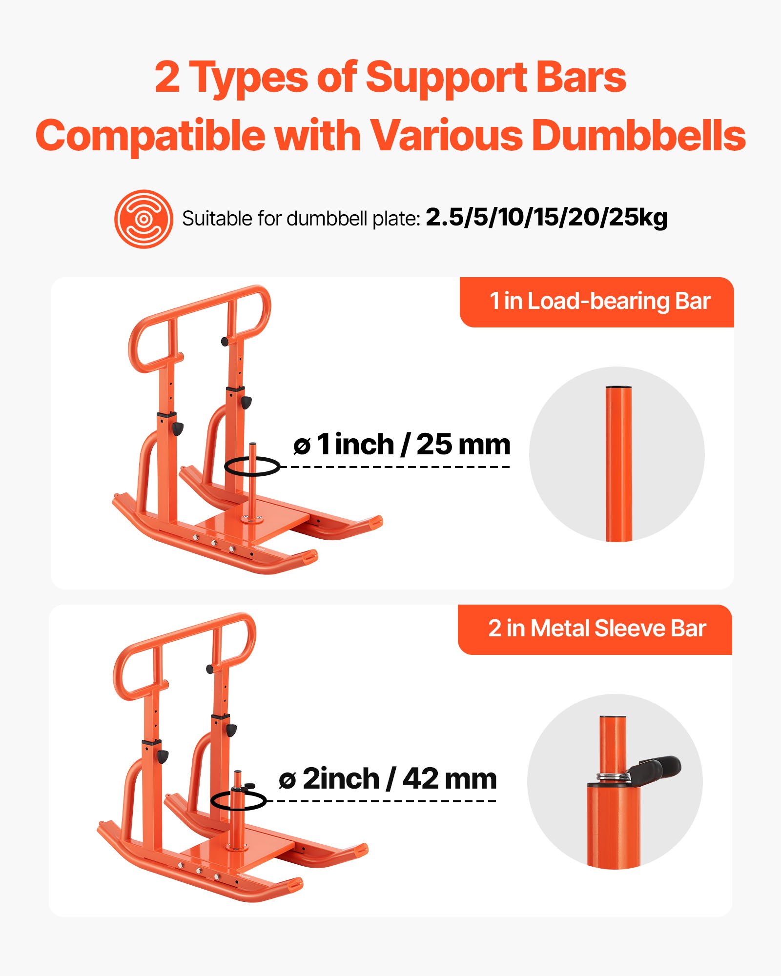 VEVOR Trineo de Entrenamiento Físico para Mejorar la Velocidad en Ejercicios Atléticos, con Mango Envolvente Ajustable de Altura Ajustable, Compatible con Discos de Pesas de 25/51 mm, Naranja
