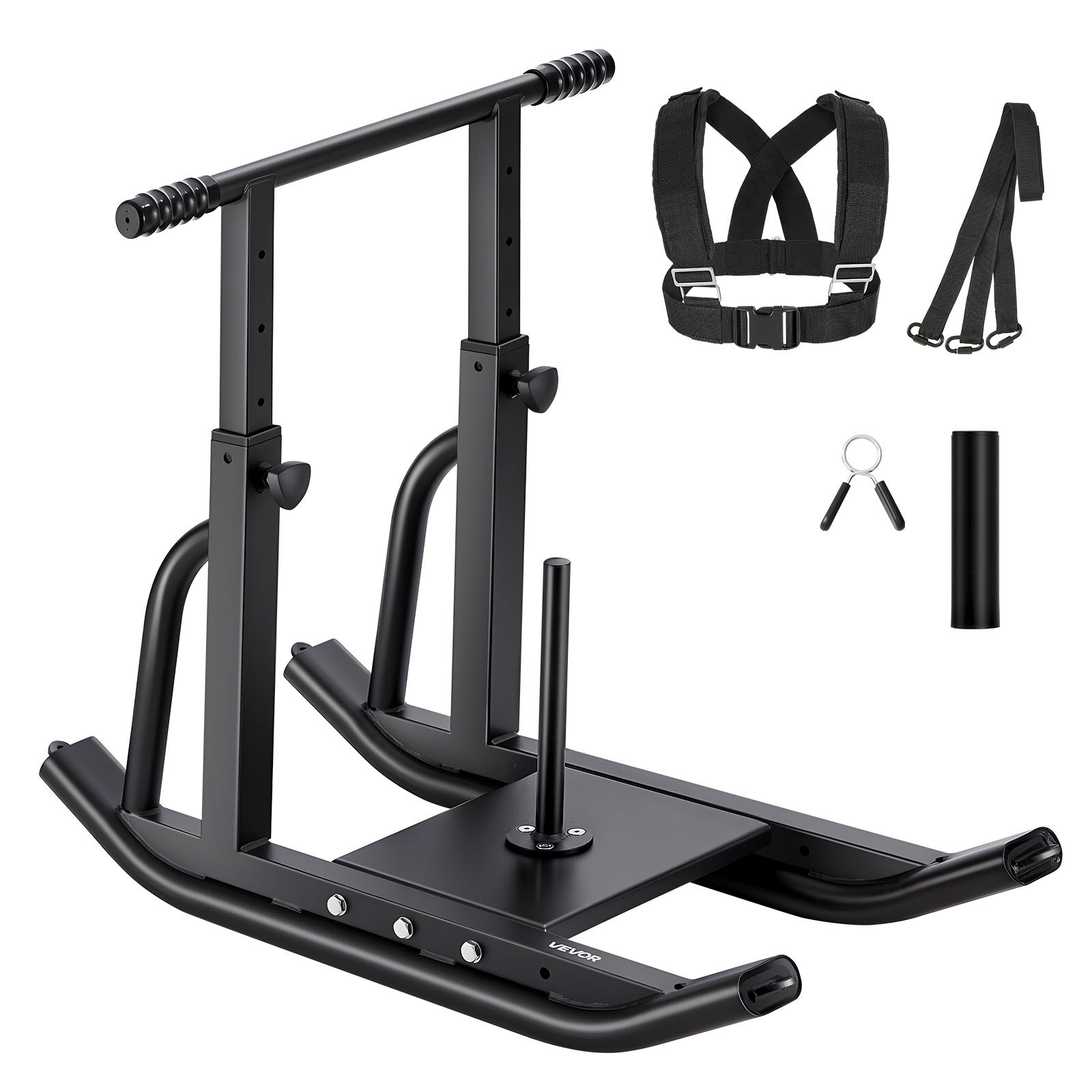 VEVOR Trineo de Entrenamiento Físico para Mejorar la Velocidad en Ejercicios Atléticos, con Mango en Forma T de Altura Ajustable, Compatible con Discos de Pesas de 25/51 mm, Negro, Acero Q235
