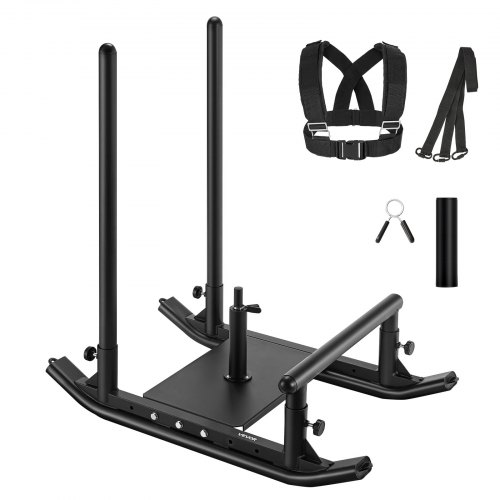 VEVOR Trineo de Potencia de Acero, Trineo de Entrenamiento de Fuerza para Mejorar la Velocidad en Ejercicios Atléticos, con Asa, Compatible con Discos de 25/51 mm, Negro, 1030 x 660 x 1040 mm