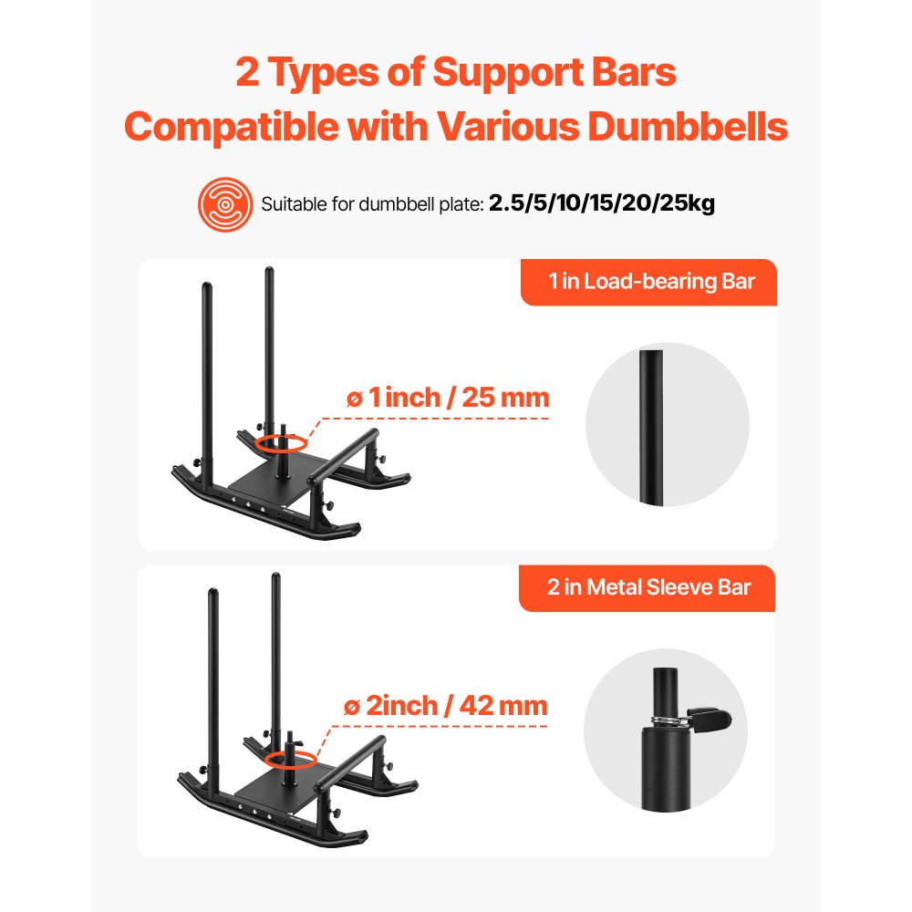 VEVOR Trineo de Potencia de Acero, Trineo de Entrenamiento de Fuerza para Mejorar la Velocidad en Ejercicios Atléticos, con Asa, Compatible con Discos de 25/51 mm, Negro, 1030 x 660 x 1040 mm