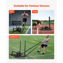 VEVOR Trineo de Potencia de Acero, Trineo de Entrenamiento de Fuerza para Mejorar la Velocidad en Ejercicios Atléticos, con Asa, Compatible con Discos de 25/51 mm, Negro, 1030 x 660 x 1040 mm