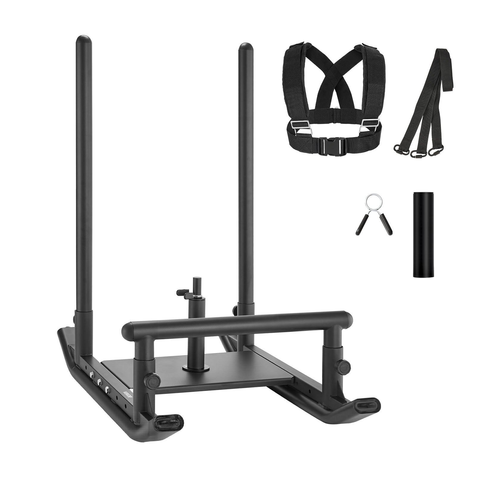 VEVOR Trineo de Potencia de Acero, Trineo de Entrenamiento de Fuerza para Mejorar la Velocidad en Ejercicios Atléticos, con Asa, Compatible con Discos de 25/51 mm, Negro, 1030 x 660 x 1040 mm