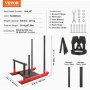 VEVOR Trineo de Potencia de Acero a Mejorar la Velocidad en Ejercicios Atléticos, Equipo de Entrenamiento con Asa y Mango en T, Compatible con Discos 25/51 mm, Rojo y Negro, 1030 x 660 x 1040 mm