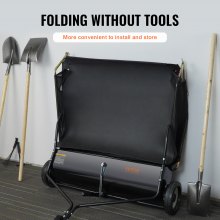 VEVOR Barredora de Césped con Remolque de 123,2 cm Colector de Hojas y Pasto de Gran Capacidad de Pies con Altura de Barrido Ajustable, Diseño de Cuerda de Descarga para Agarrar Escombros y Pasto