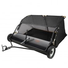 VEVOR Barredora de Césped con Remolque de 123,2 cm Colector de Hojas y Pasto de Gran Capacidad de Pies con Altura de Barrido Ajustable, Diseño de Cuerda de Descarga para Agarrar Escombros y Pasto